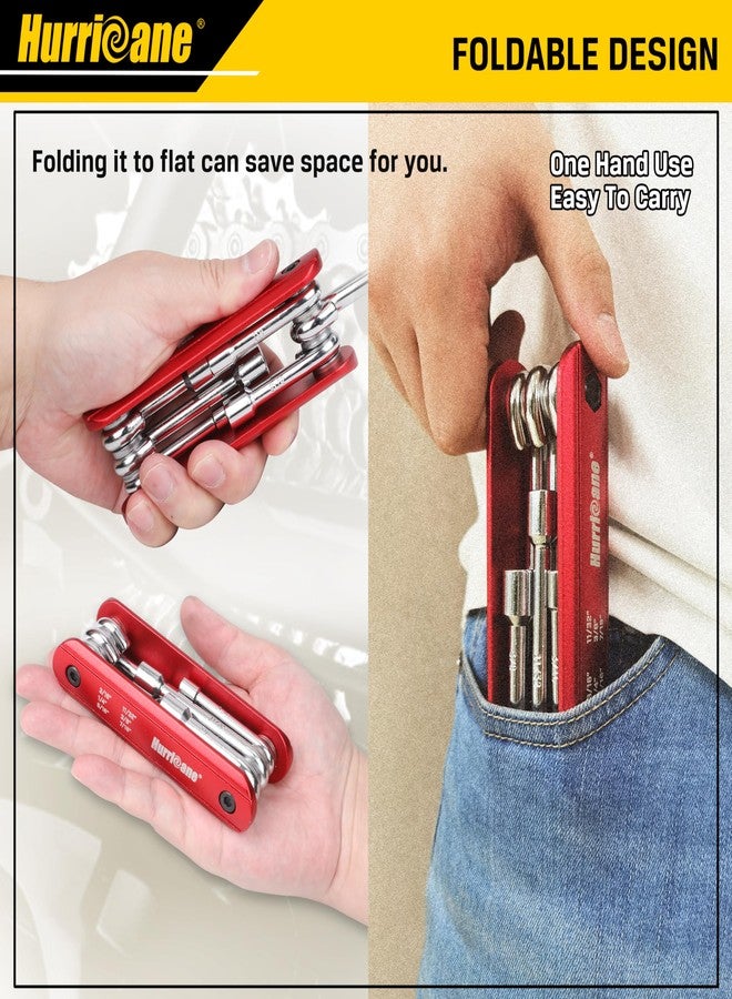 هوريكان طقم مفكات صواميل قابلة للطي 6 في 1 من هوريكان، SAE، طقم مفكات صواميل سداسية، ساق فولاذية Cr-V. مقبض ألومنيوم فاخر محمول. سهل الحمل، 3/16، 1/4، 5/16، 11/32، 3/8، 7/16 بوصة. - Image 5