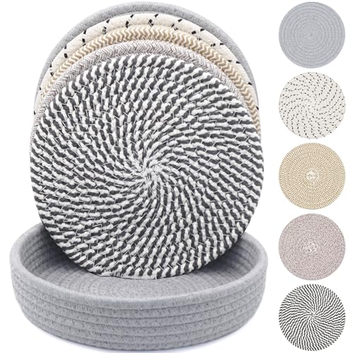 KITLAB 10 Inch Trivets for Hot Dishes, Hot Pots and Pans, Extra Large Thick Heat Resistant Large Coaster, Hot Pads, Kitchen Essentials, Pot Holders for Countertop with Storage Basket, 5 Pcs - Image 1
