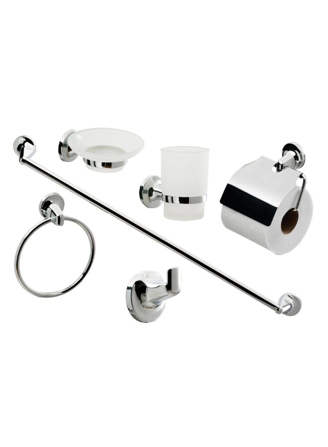 6 Pieces Bathroom Accessories Set - Silver