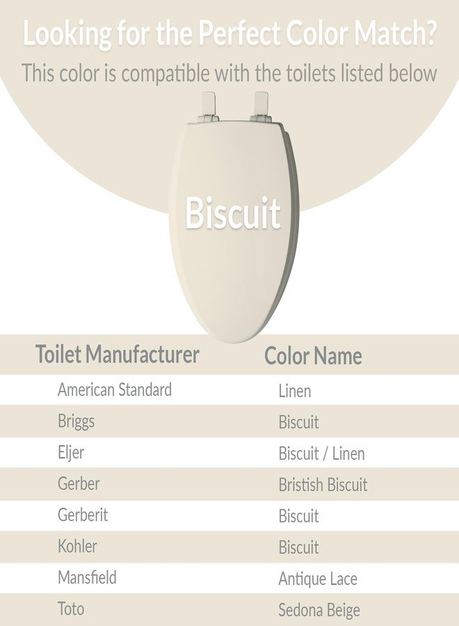 Mayfair Cassel Slow Close Toilet Seat, Easy Clean, Non Slip Premium Wood Seat, Easy Install, Made in USA, Elongated, Biscuit - Image 3