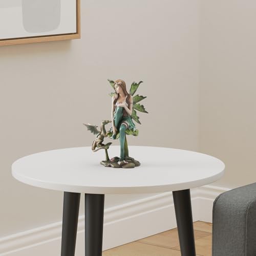Pacific Giftware PTC 10 Inch Green Winged Fairy Sitting with Baby Dragon Statue Figurine - Image 2
