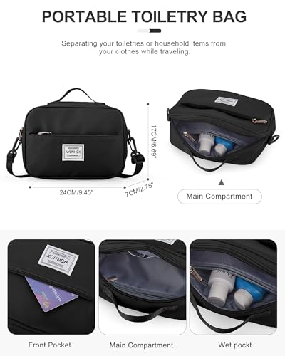livbote Gym Bag for Women Men, Sport Duffel Bag with Toiletry Bag & Shoe Compartment,Waterproof Travel Weekender Overnight Carry on Bag for Yoga with Trolley Sleeve, Black Set - Image 2