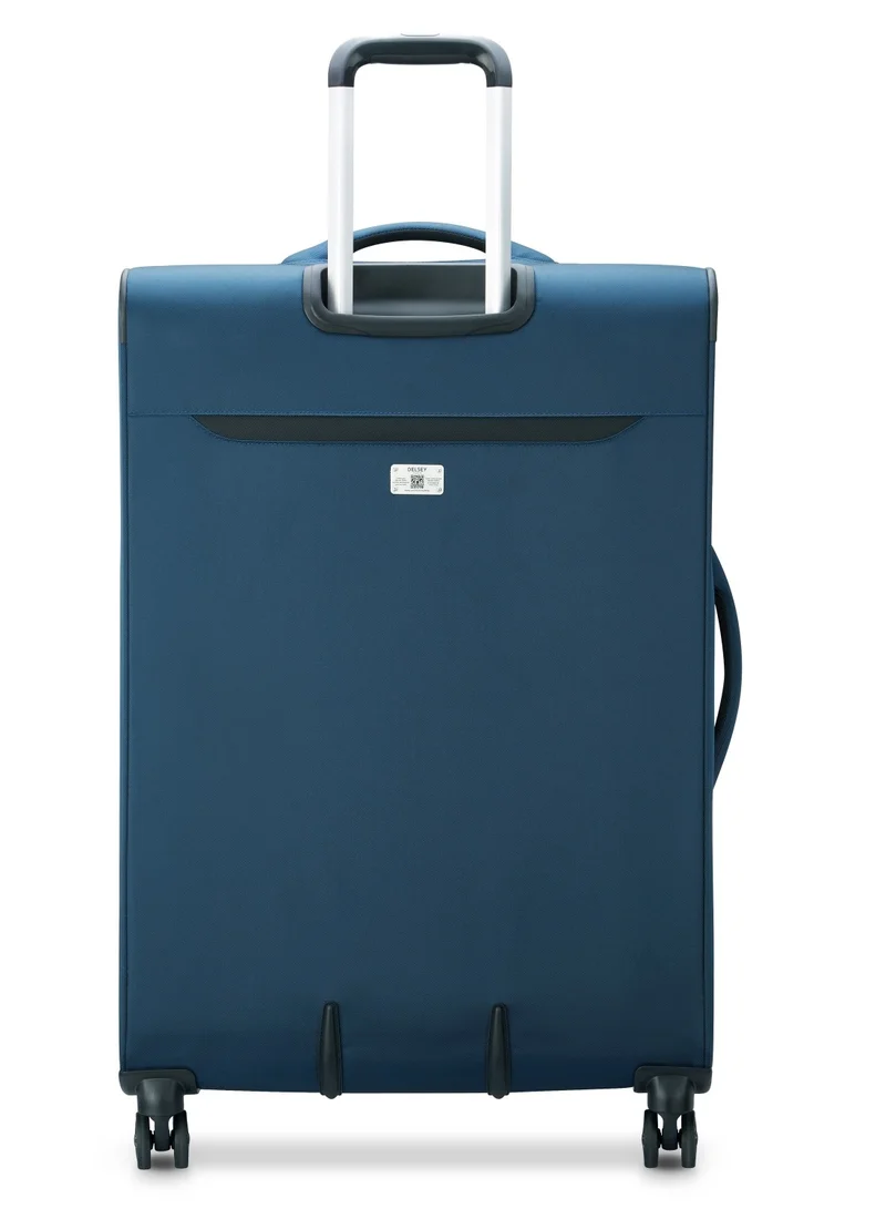 DELSEY Paris Sky Max 2.0 79.5cm Softcase 4 Double Wheel Expandable Check-In Luggage Trolley Blue - 00328483002Z9