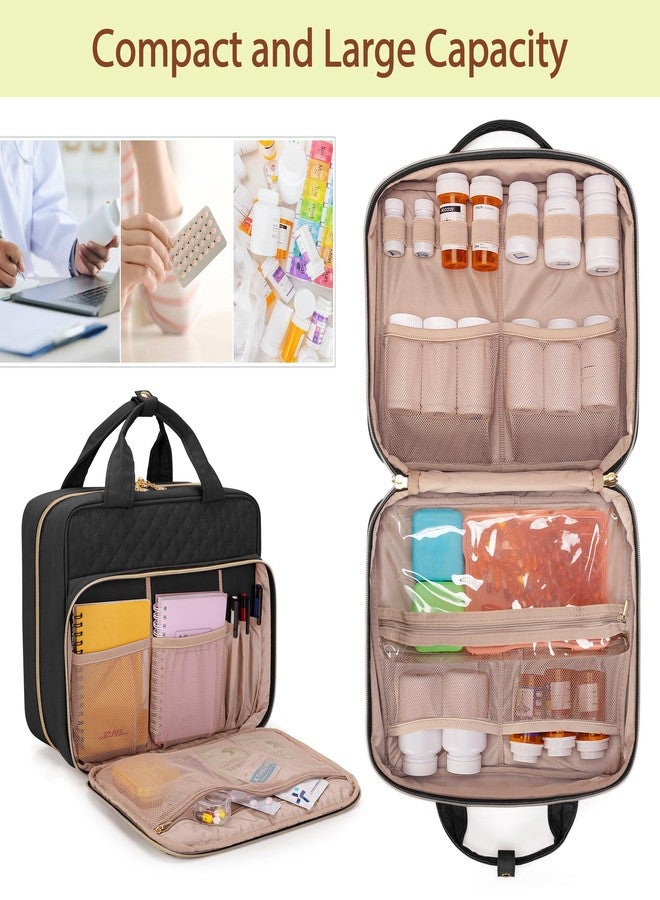 داميرو منظم زجاجات الأدوية من دامرو، منظم حقيبة أدوية للسفر، منظم أدوية وتخزين للأدوية والفيتامينات وزيت السمك والمكملات الطبية للنساء والرجال، لون أسود - Image 4