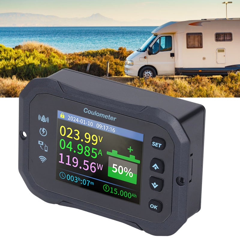 WiFi Battery Monitor 10-100V 0-50A Bidirectional Detection Bluetooth Remote Monitoring Battery Monitor with Shunt - Image 1
