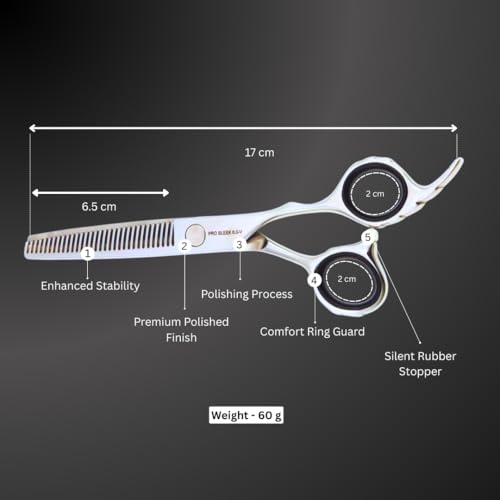 FOLELLO - Professional Hair Cutting Thinning Scissors - Stainless Steel - Barber Hair Cutting Trimming Razor Edge Teeth Blending Scissor 6" (32 TOOTH) - Adjustment Ball bearing Screw - Image 2