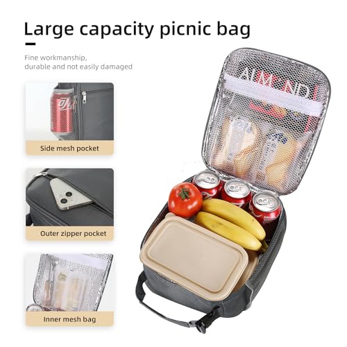 Lovoeo Lunch box Lunch bag for men women Insulated Lunchbox Lunch bags for Work Picnic Travel (Grey) - Image 4