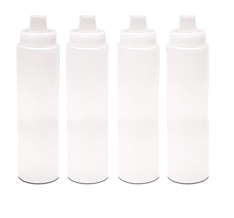THW® 1litre (1000 ml) 36 oz Plastic Squeeze Bottles For CHEESE BLEND Ketchup Mustard Mayo Hot BBQ Sauce Dressing, Clear- Pack of 4 Pieces - Image 2
