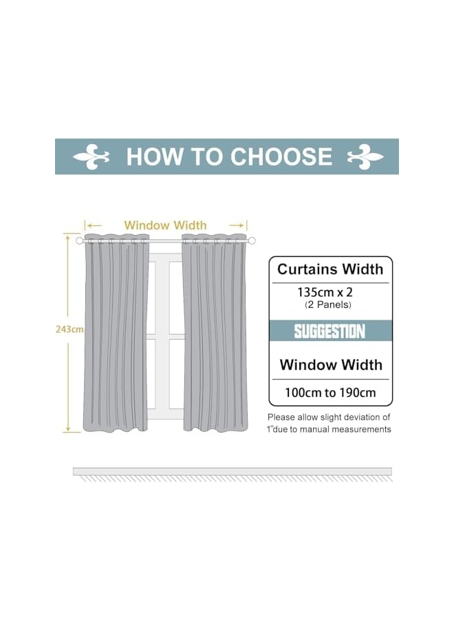 The Bros ستائر شفافة، 2 لوحات شبه شفافة أساسية بجيب قضيب ستارة للنافذة للحديقة، الفناء، غرفة النوم وزينة غرفة المعيشة (135x243 سم، رمادي) - Image 5