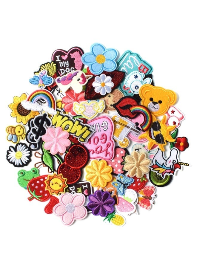 fantasize Patches for Clothing, 60 PCS Embroidered Iron On Patches DIY Accessories, Random Assorted Decorative, Cute Sewing Applique for Jackets, Hats, Backpacks, Jeans - Image 1