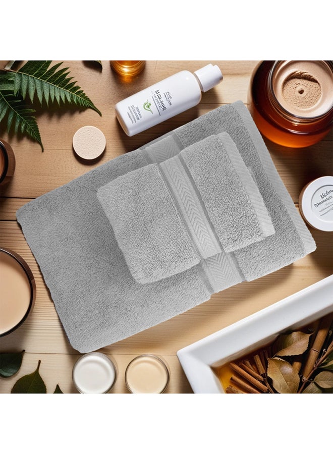 Hotel Linen Klub LUXURY PACK of 2  Bath and Hand Towel Set - 100% Cotton 650 GSM Terry Dobby Border Ring Spun - Super Soft ,Quick Dry,Highly Absorbent ,Silver - Image 2