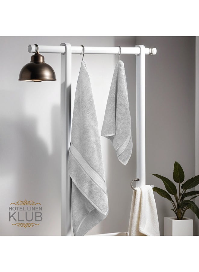 Hotel Linen Klub LUXURY PACK of 2  Bath and Hand Towel Set - 100% Cotton 650 GSM Terry Dobby Border Ring Spun - Super Soft ,Quick Dry,Highly Absorbent ,Silver - Image 4