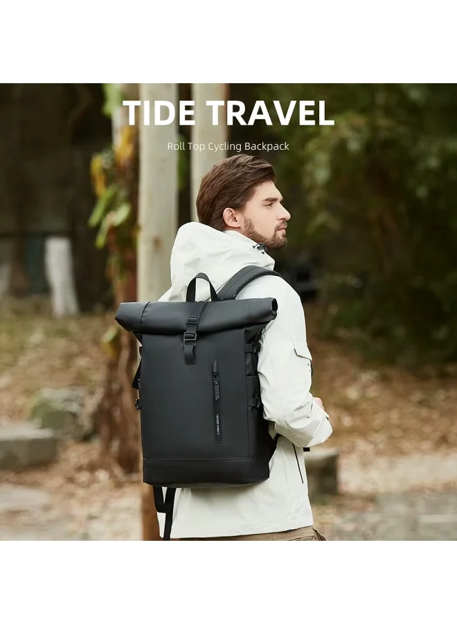 Mobcos Mobcos Travel Big Back Pack Black 8448 Mobcos Travel Big Back Pack Black 8448 Expandable Waterproof Roll-Top Laptop Backpack with USB Charging Port – Anti-Theft Travel Backpack for Men & Women, Durable Oxford Leather Material, 18L–27L Expandable Capacity, Business & Outdoor Daypack  | Best Price UAE
