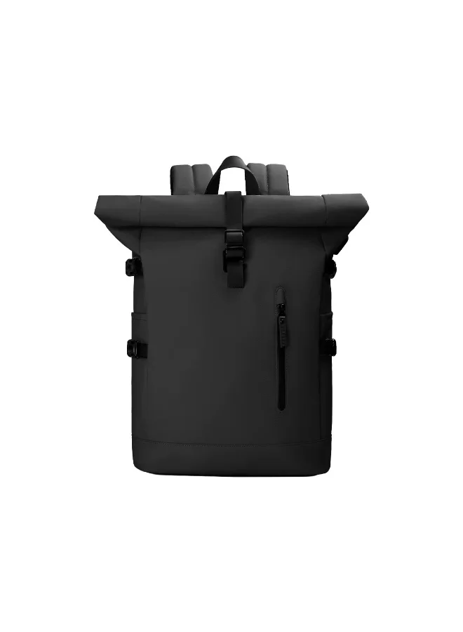 موبكوس حقيبة ظهر كبيرة للسفر من موبكوس، سوداء اللون، موديل 8448، قابلة للتوسيع، مقاومة للماء، مزودة بفتحة علوية قابلة للطي، وحامل كمبيوتر محمول، ومنفذ شحن USB - حقيبة سفر مضادة للسرقة للرجال والنساء، مصنوعة من قماش أكسفورد المتين، سعة قابلة للتوسيع من 18 إلى 27 لترًا، مناسبة للأعمال والأنشطة الخارجية