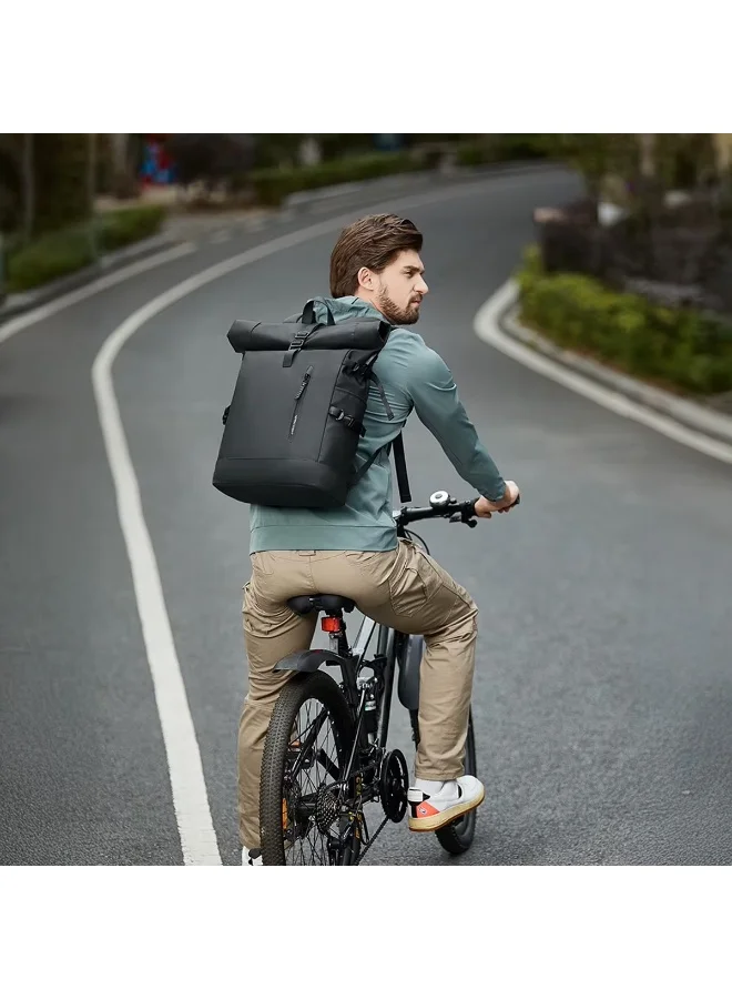 Mobcos Mobcos Travel Big Back Pack Black 8448 Mobcos Travel Big Back Pack Black 8448 Expandable Waterproof Roll-Top Laptop Backpack with USB Charging Port – Anti-Theft Travel Backpack for Men & Women, Durable Oxford Leather Material, 18L–27L Expandable Capacity, Business & Outdoor Daypack  | Best Price UAE