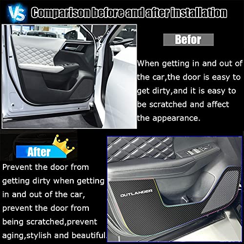Kakash Custom Interior Accessories for Mitsubishi Outlander 2022 2023 Outlander PHEV 2023 2024 Leather Door Anti Kick Pad Stickers,Side Edge Film Protector Stickers 4 Pieces/Set(Carbon Fiber) - Image 3