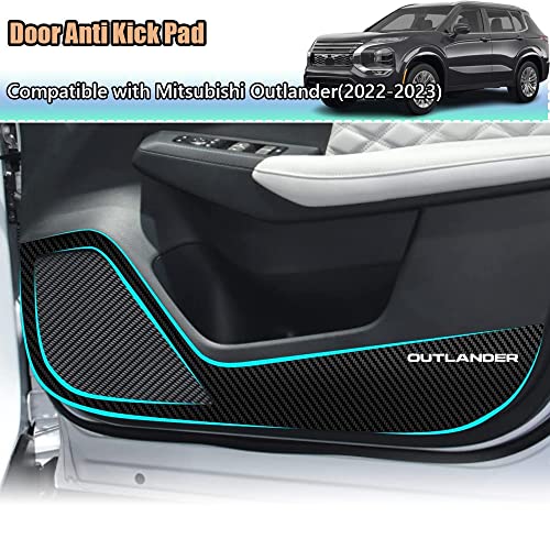 Kakash Custom Interior Accessories for Mitsubishi Outlander 2022 2023 Outlander PHEV 2023 2024 Leather Door Anti Kick Pad Stickers,Side Edge Film Protector Stickers 4 Pieces/Set(Carbon Fiber) - Image 2