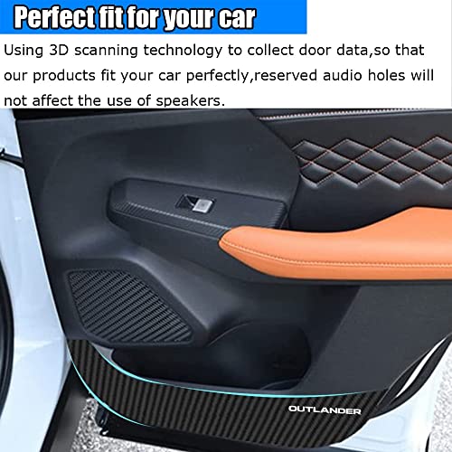 Kakash Custom Interior Accessories for Mitsubishi Outlander 2022 2023 Outlander PHEV 2023 2024 Leather Door Anti Kick Pad Stickers,Side Edge Film Protector Stickers 4 Pieces/Set(Carbon Fiber) - Image 4