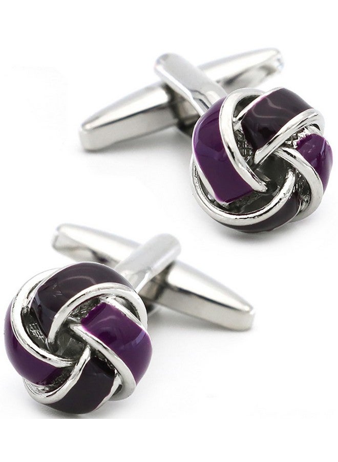 Jonwo Black Purple Twist Knot Cufflinks For Men French Tuxedo Shirt In Gift Box Metal Wedding Business Shirt Cufflinks Anniversary Present - Image 1