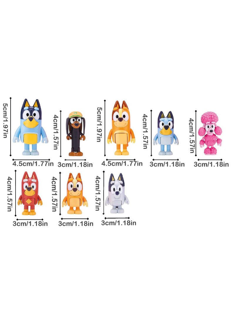 KOWVOWZ KOWVOWZ 8 PCS Bluey Action Toys Playset, Wolves-Bluey Figurines Family and Friends Set for Toddlers, Muffin Cake Toppers Bandit (Dad) Chilli (Mum) Coco Bingo Snickers Rusty (Small)  - Image 2