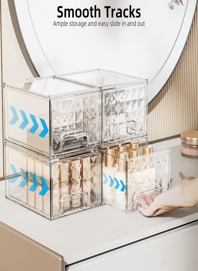 Delamu 2 Pack Stackable Storage Drawers, Makeup Skincare Holder Vanity Storage Organizer, Plastic Drawers For Vanity Desk, Undersink, Kitchen Cabinet, Pantry, Bottle Organizer Baby And Storage,Clear - Image 5