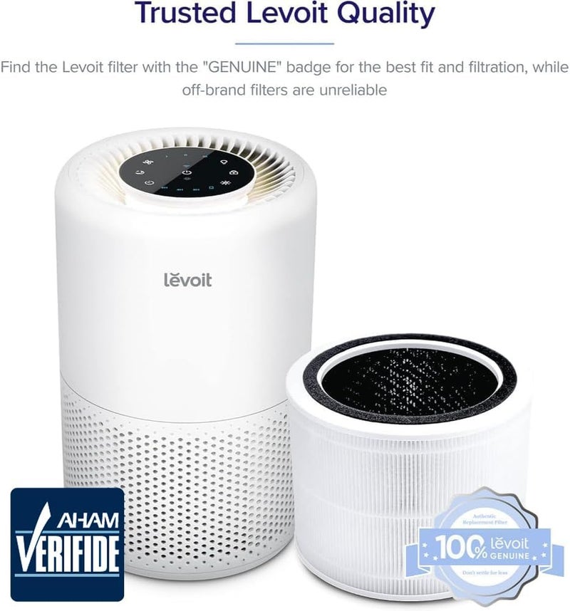 ليفويت فلتر استبدال لمنقي الهواء LEVOIT Core 200S Air Purifier، فلتر ثلاثي الوظائف، كربون مفعّل عالي الكفاءة، Core 200S-RF، أبيض - Image 2