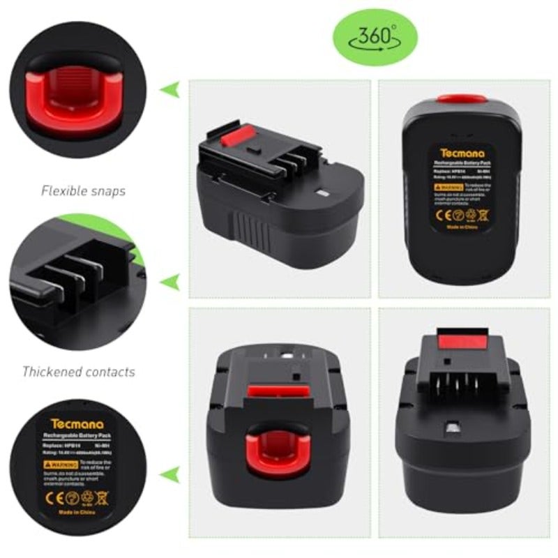 بطارية بديلة 14.4 فولت لِـ بلاك آند ديكِر A14 A144 A144EX A14F B-8316 BD1444L BPT1048 HPB14 499936-34 499936-35 لِـ فايرستورم FS140BX FSB14 - Image 4