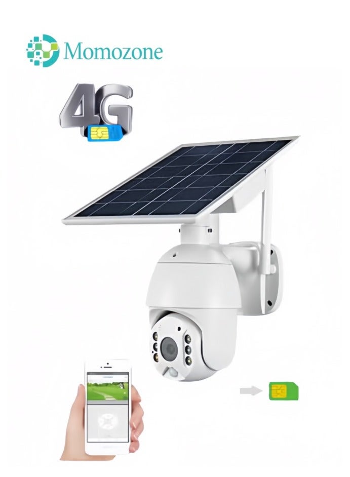 Momozone كاميرا مراقبة IP ببطاقة SIM 4G LTE بدقة 8 ميجابكسل وكاميرا CCTV خارجية بدقة 1080 بكسل ورؤية ليلية PTZ ملونة بالأشعة تحت الحمراء ورؤية ليلية مزدوجة المستشعر وكشف الحركة ونظام كاميرا مراقبة إمالة مع لوحة شمسية - Image 2