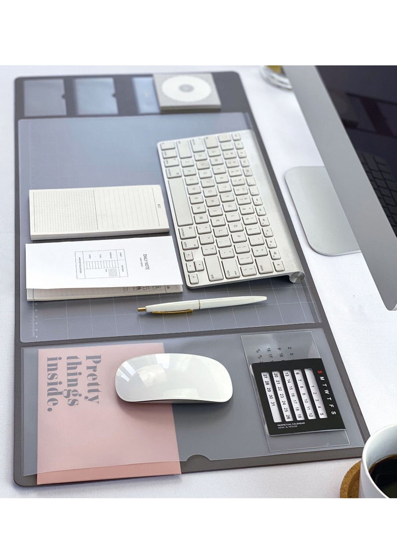 Meetion Retro Multifunctional Mouse Pad Waterproof Big Size Computer Notebook Desk Pad with Calendar Pu Mouse Pad Business Office Home  - Image 2