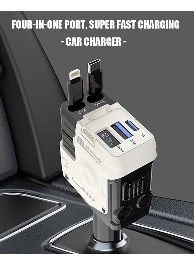 SMARTER Car Charger 75W, Collapsible Lightning & Type C Cables Charger Adapter, Fast Charging Phone Charger Adapter for iPhone 16 ,16 Pro Max, Galaxy S24 Ultra, iPad, MacBook, Huawei and more - Image 5
