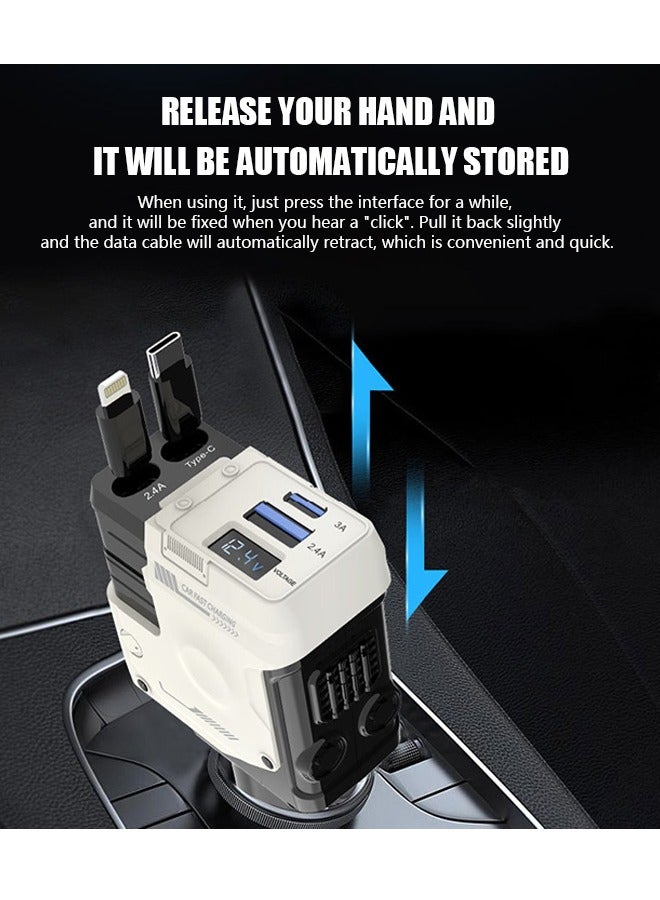 SMARTER Car Charger 75W, Collapsible Lightning & Type C Cables Charger Adapter, Fast Charging Phone Charger Adapter for iPhone 16 ,16 Pro Max, Galaxy S24 Ultra, iPad, MacBook, Huawei and more - Image 2