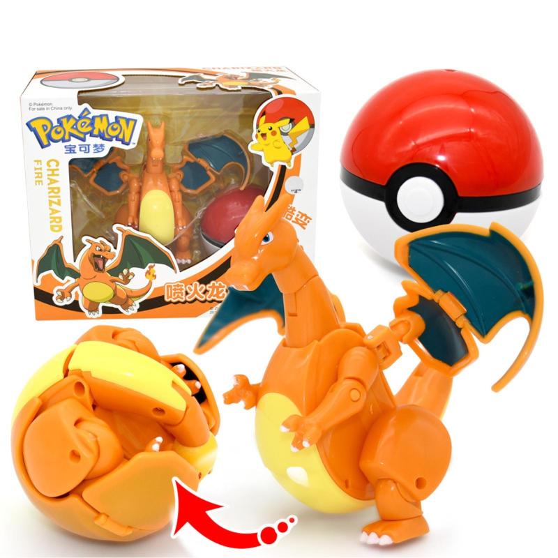 Transformable Pokémon Toy: Fire-breathing Dragon 16 X 12 Cm Safe Plastic - Dual-form Transformation Enhanced Play Collectible Figure for Kids 3+ - Image 1