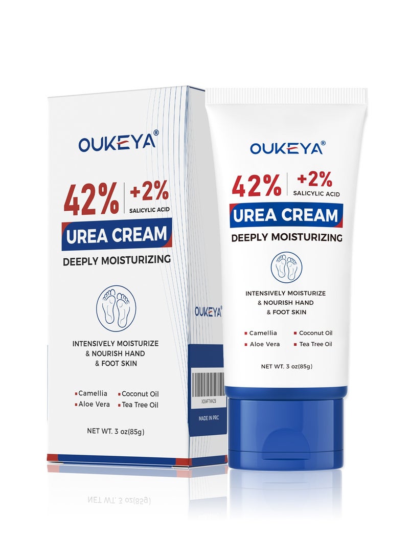 OUKEYA Urea Cream with Salicylic Acid Foot Cream -Intensive Moisturizing for Extremely Dry Skin on Hands, Feet and Elbows, Urea Lotion for Feet Maximum Strength 85g  - Image 1