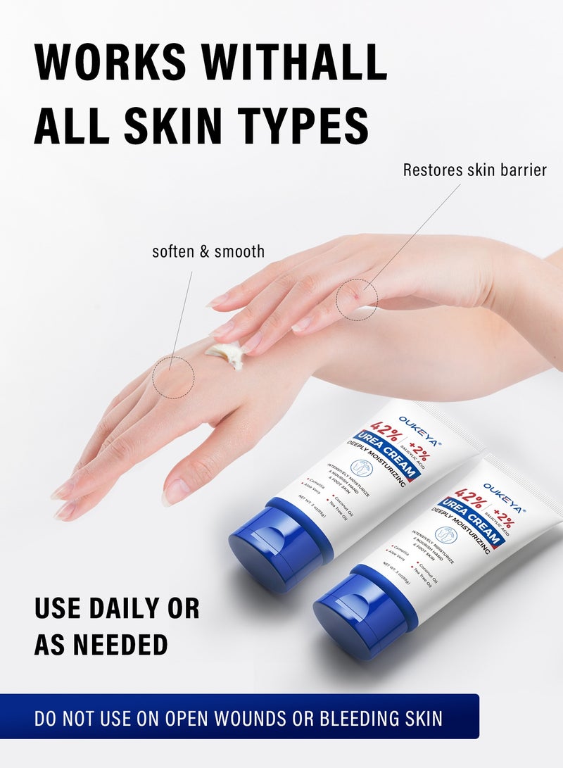 OUKEYA Urea Cream with Salicylic Acid Foot Cream -Intensive Moisturizing for Extremely Dry Skin on Hands, Feet and Elbows, Urea Lotion for Feet Maximum Strength 85g  - Image 2