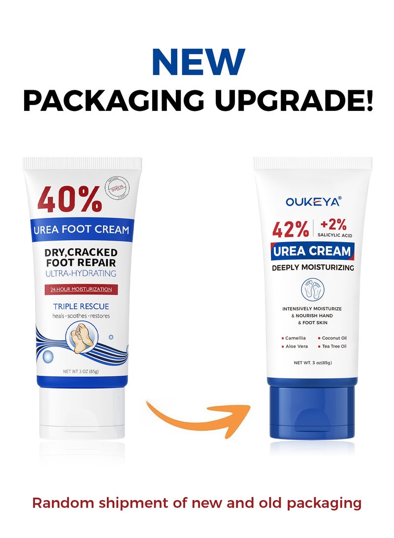 OUKEYA Urea Cream with Salicylic Acid Foot Cream -Intensive Moisturizing for Extremely Dry Skin on Hands, Feet and Elbows, Urea Lotion for Feet Maximum Strength 85g  - Image 3