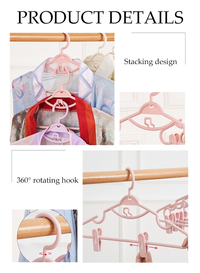 DUNISO 10pcs Clothes Hangers with Clips 360°Swivel Hook Non-sli Trousers Hangers with Non-Slip Notches Non Marking Clothes Hanger Set Space-Saving Clothes Hangers for Shirts, Pants, Dresses, Skirts, Coats - Image 2