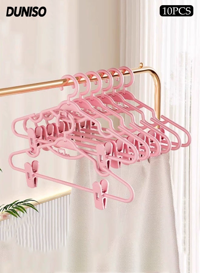 DUNISO 10pcs Clothes Hangers with Clips 360°Swivel Hook Non-sli Trousers Hangers with Non-Slip Notches Non Marking Clothes Hanger Set Space-Saving Clothes Hangers for Shirts, Pants, Dresses, Skirts, Coats - Image 1