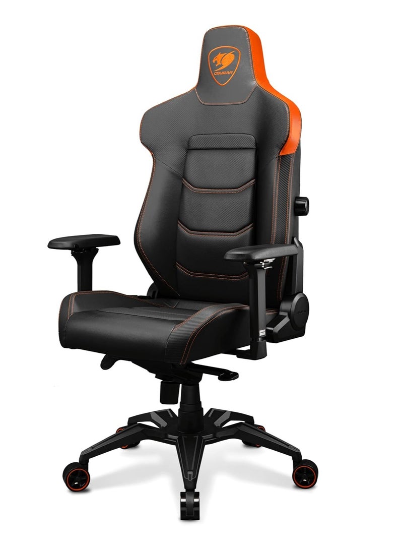 COUGAR ARMOR EVO, 4-way Lumbar Support Gaming Chair, Breathable Premium PVC Leather, Full Steel Frame, 4D Adjustable Armrest, Class 4 Gas Lift Cylinder, Extra-Size Wheels, Black-Orange 3MEVOORB.0001 - Image 1