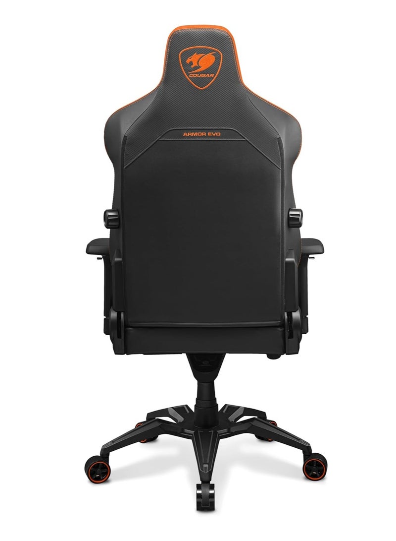 COUGAR ARMOR EVO, 4-way Lumbar Support Gaming Chair, Breathable Premium PVC Leather, Full Steel Frame, 4D Adjustable Armrest, Class 4 Gas Lift Cylinder, Extra-Size Wheels, Black-Orange 3MEVOORB.0001 - Image 4