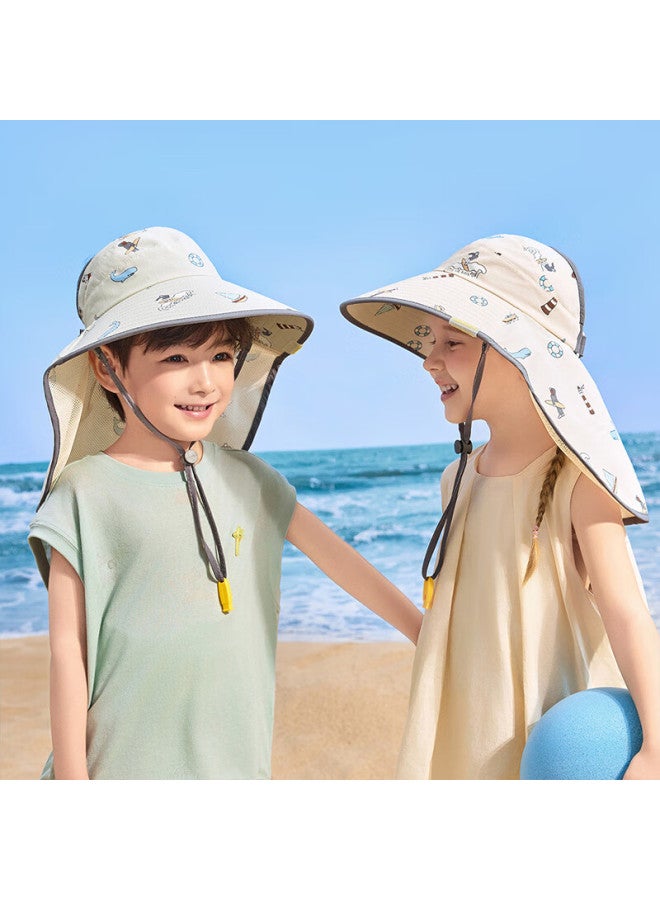 Lemonkid Lemon Baby Kids Sun Protection Hat Uni Uv Protection Sun Hat Baby Open-top Sunshade Hat Morning Rice 52-54cm - Image 1
