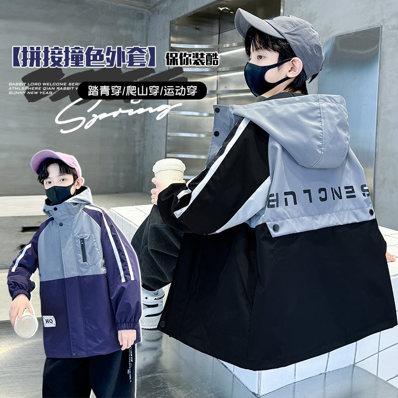 Boys' Jacket Children'S Style For Older Boys Spring Windbreaker Fashionable Trendy - Image 4