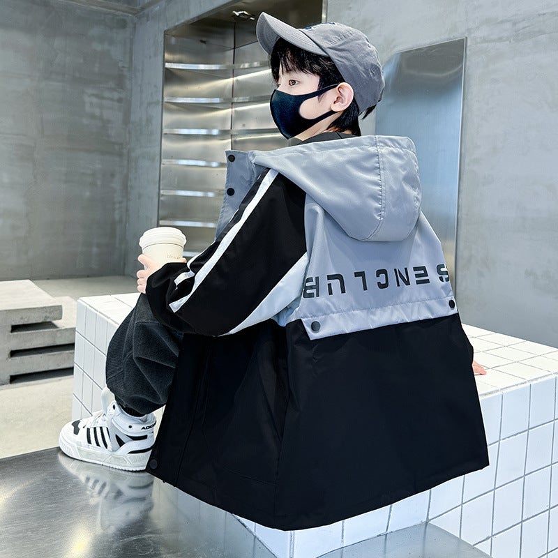 Boys' Jacket Children'S Style For Older Boys Spring Windbreaker Fashionable Trendy - Image 1