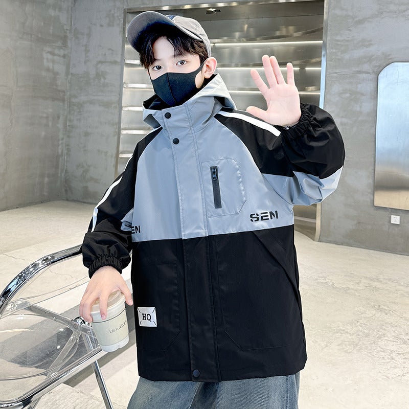 Boys' Jacket Children'S Style For Older Boys Spring Windbreaker Fashionable Trendy - Image 5