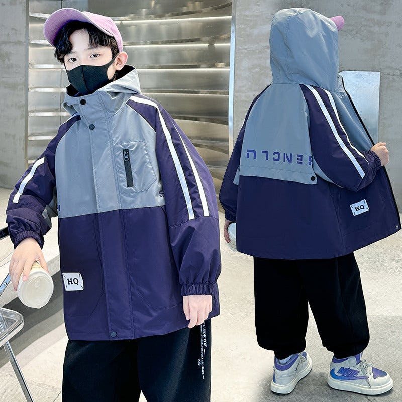 Boys' Jacket Children'S Style For Older Boys Spring Windbreaker Fashionable Trendy - Image 3