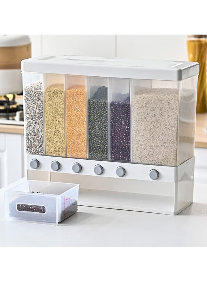 ميكسد موزع حبوب، موزع أطعمة جافة مثبت على الحائط، موزع أطعمة جافة قابل للتعديل، حاوية حبوب شفافة سهلة الضغط، للمطعم، المنزل، المطبخ - Image 1