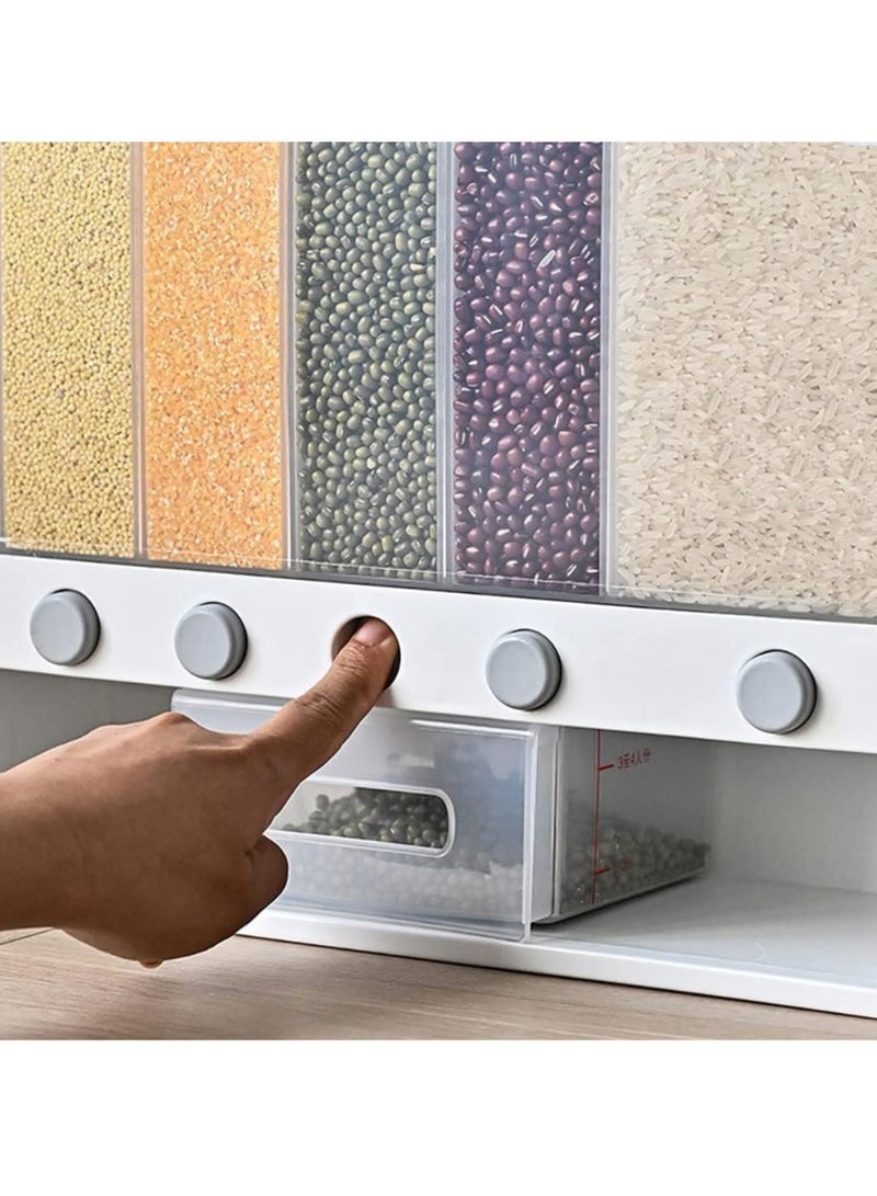 ميكسد موزع حبوب، موزع أطعمة جافة مثبت على الحائط، موزع أطعمة جافة قابل للتعديل، حاوية حبوب شفافة سهلة الضغط، للمطعم، المنزل، المطبخ - Image 3