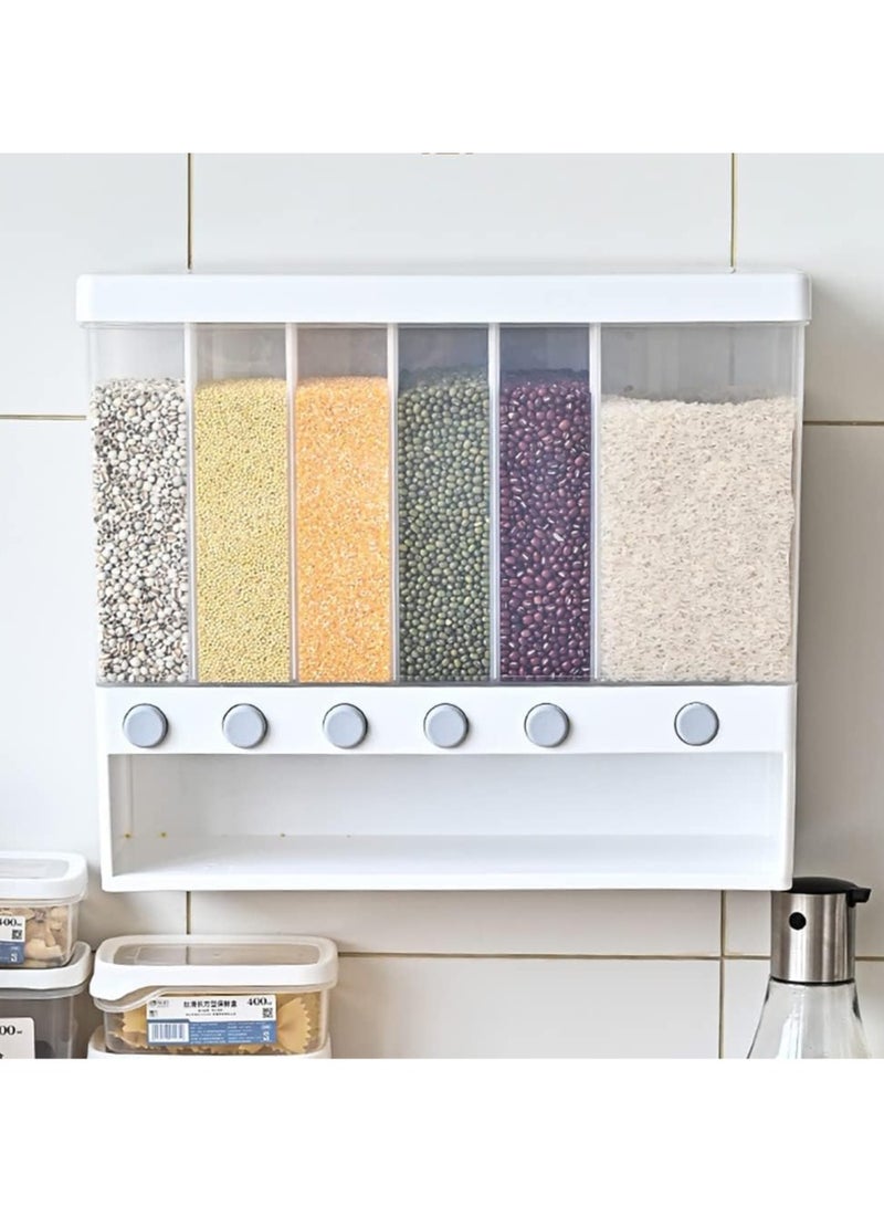 ميكسد موزع حبوب، موزع أطعمة جافة مثبت على الحائط، موزع أطعمة جافة قابل للتعديل، حاوية حبوب شفافة سهلة الضغط، للمطعم، المنزل، المطبخ - Image 5