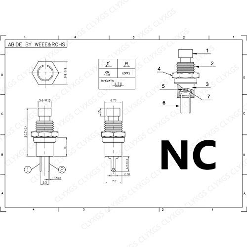 Clyxgs Momentary Push Button Switch，SPST Normal Closed NC Switch 2 Pin Mini Micro 1A 250V AC Black+Red Cap 30 PCS - Image 4