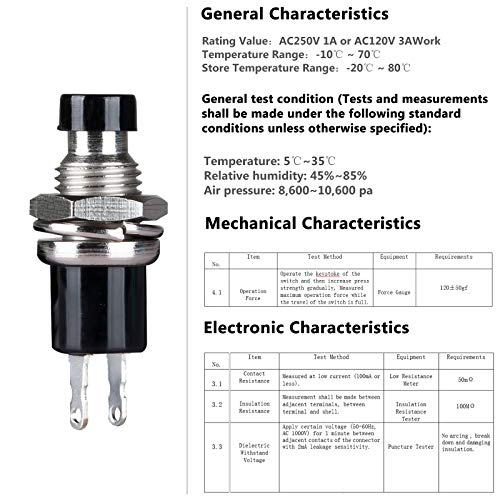 Clyxgs Momentary Push Button Switch，SPST Normal Closed NC Switch 2 Pin Mini Micro 1A 250V AC Black+Red Cap 30 PCS - Image 2