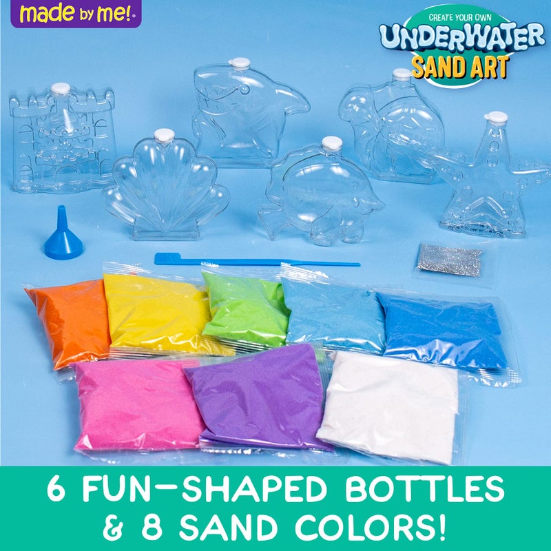 Made By Me Create Your Own Underwater Sand Art, Includes 6 Ocean-Themed Bottles, 8 Sand Colors, Glitter, & Funnel, Great Staycation or Group Activity, Party Idea, DIY Sand Art For Kids Ages 6, 7, 8, 9 - Image 3